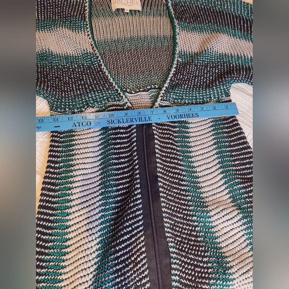 Rachel Roy Open Front Knit Cardigan Short Sleeve Striped Boho Size M - Picture 9 of 10